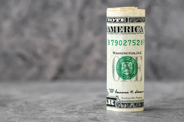 Gerollte Amerikanische Dollarnote Vertikaler Position Kopierraum — Stockfoto