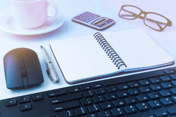 Office Workplace Computer Keyboard Office Supplies — Stock Photo, Image