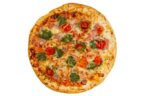 Pizza Fresca Sabrosa Aislada Sobre Fondo Blanco Fotos de stock libres de derechos