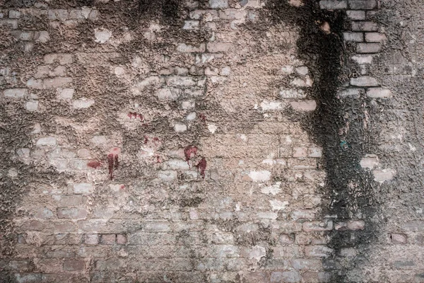 Βρώμικος Τοίχος Από Τούβλα Ξεφλούδισμα Σοβά Φόντο Grunge — Φωτογραφία Αρχείου