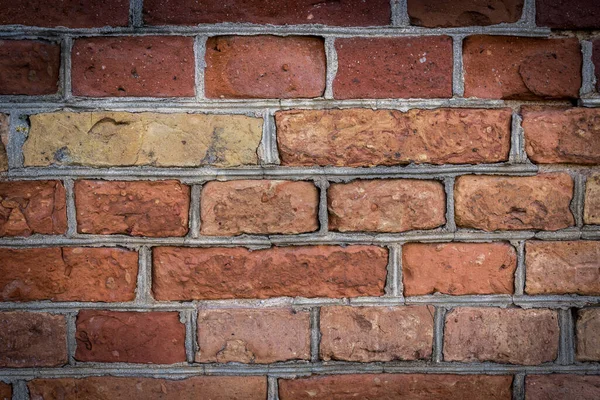 Eski Eski Bir Tuğla Duvarın Arka Planı Kırmızı Tuğla Duvar — Stok fotoğraf