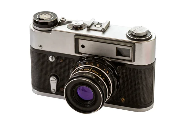 Retro Film Camera Geïsoleerd Witte Achtergrond — Stockfoto