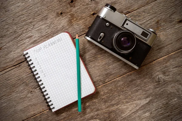 Reizigers Planning Reis Notebook Travel Concept — Stockfoto
