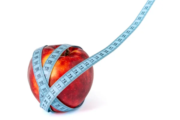 Ernährungskonzept Mit Rotem Apfel Und Maßband — Stockfoto