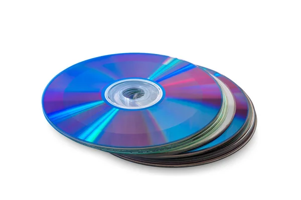 Een Stapel Roms Dvd Disk Witte Achtergrond — Stockfoto