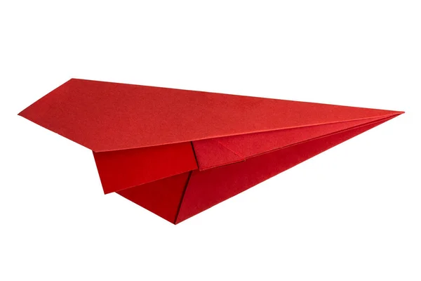 Aviões Papel Vermelho Plano Papel Isolado Sobre Fundo Branco — Fotografia de Stock