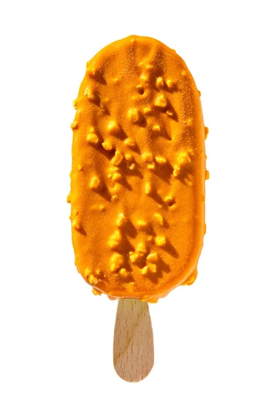 Cream Popsicle Caramel Glaze Isolated White Background — Stock Photo, Image