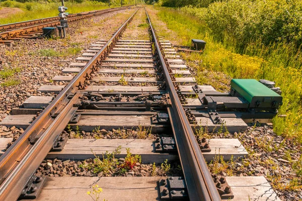 Pfeil Übersetzungsmechanismus Für Die Änderung Des Zuggleises — Stockfoto