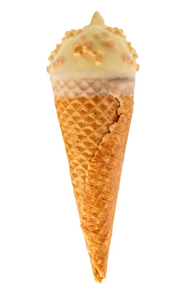 Ice Cream Waffle Cone Isolated White Background — Stock Photo, Image