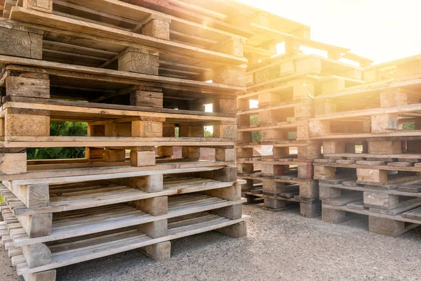 Huge Piles Different Type Pallet Recycling Business Area — Stock Photo, Image