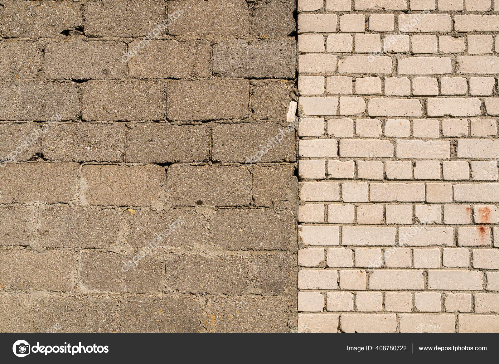 Wall Full Frame Two Sections Different Materials Wall Made Partly Stock