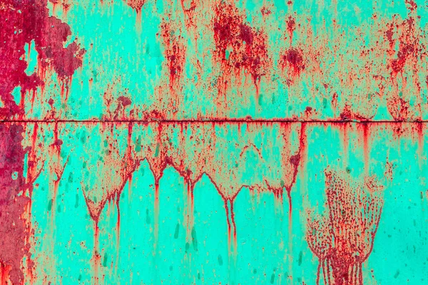 Stará Kovová Textura Namalovaná Modře Rezavou Odštípanou — Stock fotografie