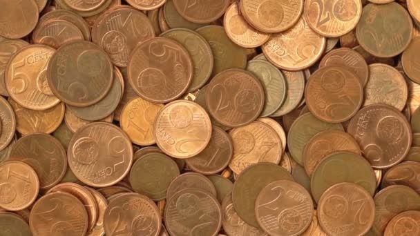 Moedas Euro Cent Close Fundo Rotativo — Vídeo de Stock