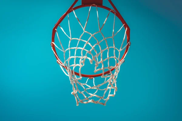 Red basketball hoop, bottom view