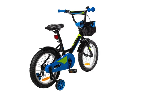 Bicicletta Bambini Con Ruote Extra Isolate Sfondo Bianco — Foto Stock