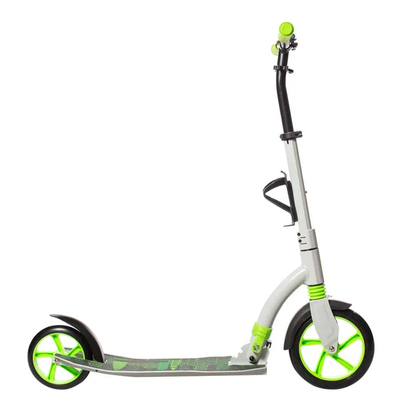 Vouwen Aluminium Scooter Witte Kleur Geïsoleerd Een Witte Achtergrond Stockfoto