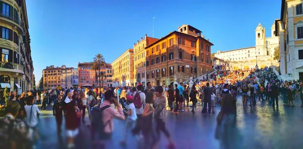 Tilt Och Shift Panoramautsikt Effekt Foto Spanska Trappan Rom Italien — Stockfoto