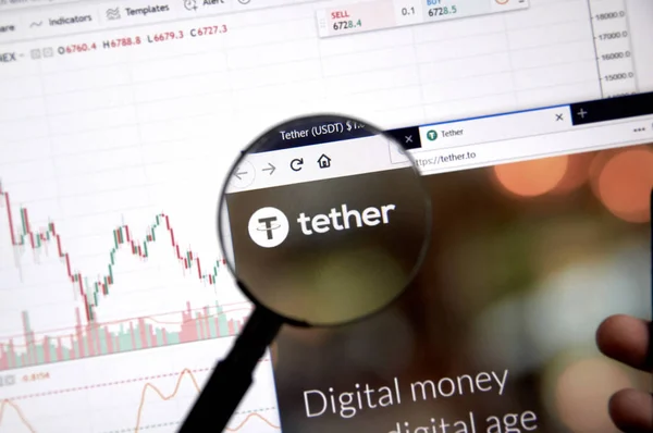 Montreal Canada Junho 2018 Tether Criptomoeda Home Page Criptomoeda Uma — Fotografia de Stock