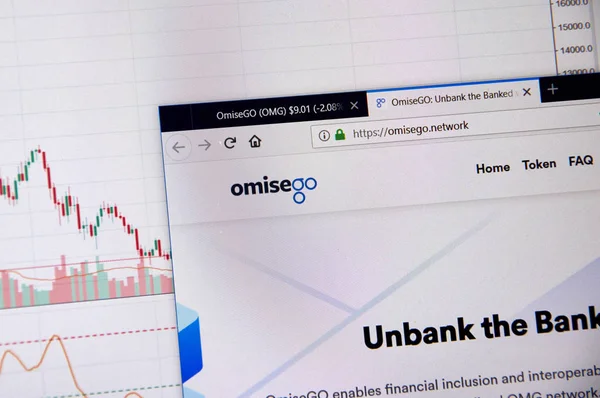 Montreal, Kanada - 20 Haziran 2018: Omisego kripto para birimi ana sayfa. Cryptocurrency hangi şifreleme teknikleri oluşturmak ve fon transferi için kullanılan dijital bir para birimidir. Sitesi - omisego.network