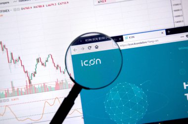 Montreal, Kanada - 20 Haziran 2018: Simge kripto para birimi ana sayfa. Cryptocurrency hangi şifreleme teknikleri oluşturmak ve fon transferi için kullanılan dijital bir para birimidir. Sitesi - icon.fundation