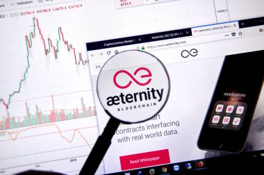 Montreal, Kanada - 20 Haziran 2018: Aeternity kripto para birimi ana sayfa. Cryptocurrency hangi şifreleme teknikleri oluşturmak ve fon transferi için kullanılan dijital bir para birimidir. Sitesi - aeternity.com