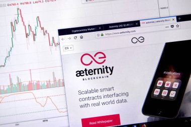 Montreal, Kanada - 20 Haziran 2018: Aeternity kripto para birimi ana sayfa. Cryptocurrency hangi şifreleme teknikleri oluşturmak ve fon transferi için kullanılan dijital bir para birimidir. Sitesi - aeternity.com