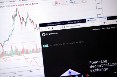 Montreal, Kanada - Haziran 20, 2018:0 x Protokolü kripto para birimi ana sayfa. Cryptocurrency hangi şifreleme teknikleri oluşturmak ve fon transferi için kullanılan bir dijital para birimidir