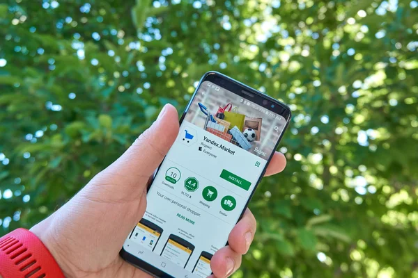 Торонто Канада Июля 2018 Года Мобильное Приложение Яндекс Маркет Samsung — стоковое фото