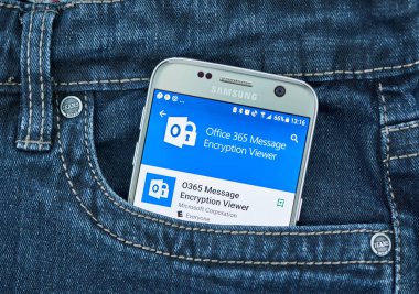 Montreal, Kanada - 8 Eylül 2018: Microsoft Office 365 İleti şifreleme Görüntüleyici. Office 365 İleti şifreleme ile kullanıcılar Outlook ve Outlook web üzerinde şifreli e-posta gönderebilirsiniz.