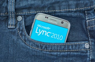Montreal, Kanada - 8 Eylül 2018: Microsoft Lync'in mobil uygulama iş için Skype Skype iş sunucusu için veya iş Online için Skype ile kullanılan bir anında mesajlaşma istemcisi 's