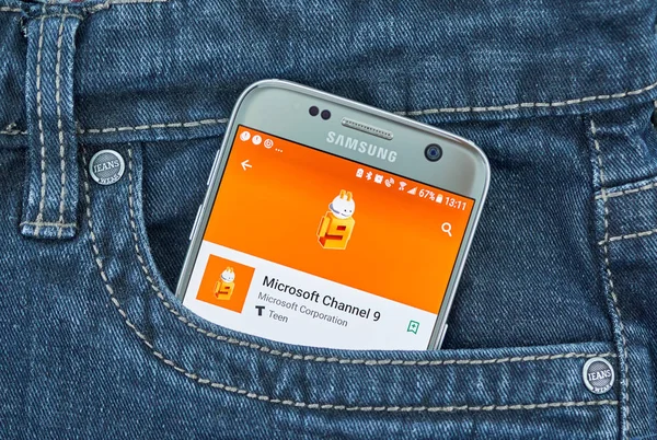 Montreal Kanada September 2018 Microsoft Channel Android Applikation Samsung Skärmen — Stockfoto