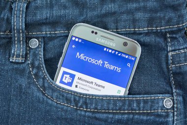 Montreal, Kanada - 8 Eylül 2018: Microsoft Teams app. takım işyeri sohbet, toplantılar, notlar ve ekler bir araya getiren bir platformdur. Hizmet şirketin Office 365 ile entegre