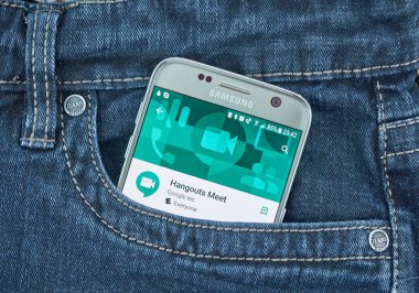 Montreal, Kanada - 8 Eylül 2018: App karşılamak Google takıldığı bir yer yok. Belgili tanımlık app küçük ve Büyük takımlar için basit bir arabirim sağlayan online bir görüntülü ve sesli konferans uygulamadır