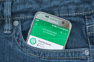 Montreal, Kanada - 8 Eylül 2018: Google bulmak benim mobil uygulama aygıt bul My Device kayıp bir Android cihaz bulmanıza yardımcı olur ve onu arıyoruz, verilerinizi güvende tutar.