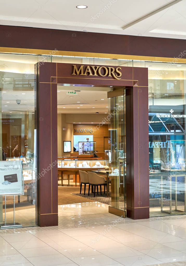 AVENTURA, USA - AUGUST 23, 2018: Mayors famous boutique in Aventura Mall. Mayors sells jewelry and timepieces of most iconic brands