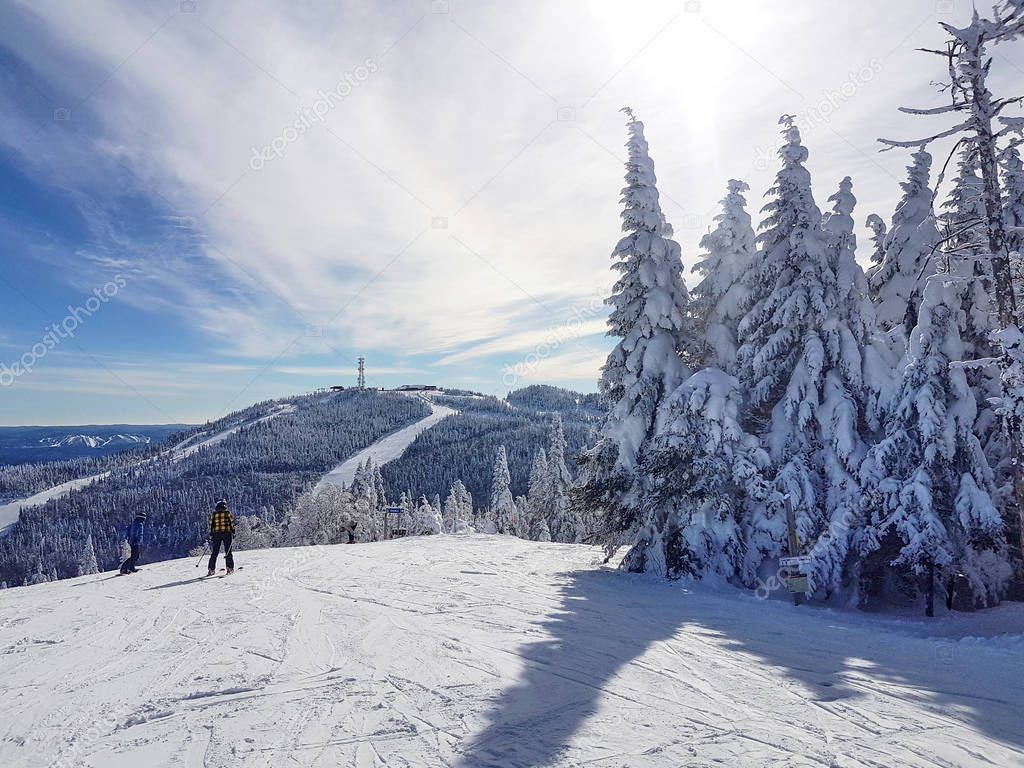 Scenic view of a ski resort Mont-Tremblant in Quebec, Canada