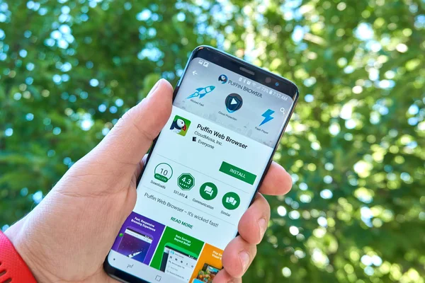 Монреаль Серпня 2018 Puffin Веб Браузер Android App Екрані Samsung — стокове фото
