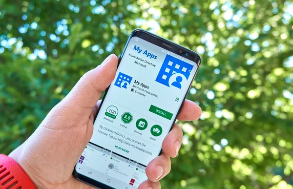 Montreal Kanada Augusti 2018 Microsoft Apps För Android Samsung Skärmen — Stockfoto