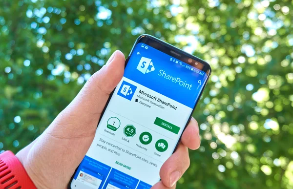 Монреаль Серпня 2018 Microsoft Sharepoint Android App Екрані Samsung — стокове фото