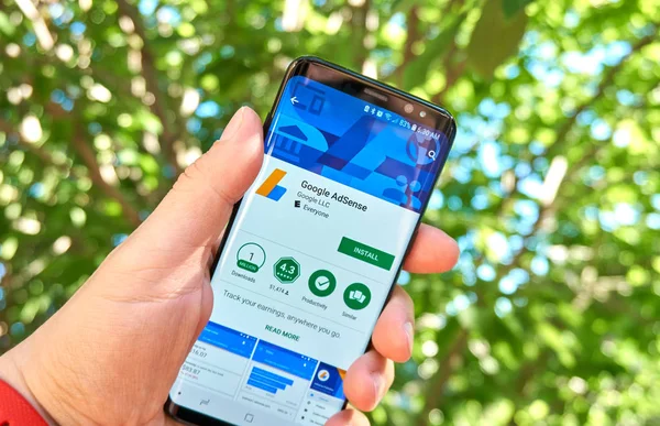 Montreal Kanada Augusti 2018 Google Adsense För Android Samsung Skärmen — Stockfoto