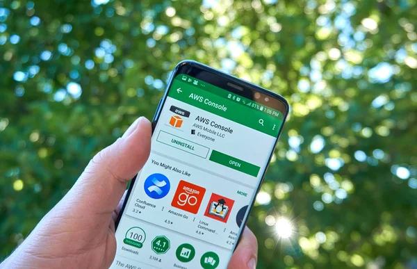 Montreal Kanada Sierpień 2018 Amazon Aws Console Android Aplikacji Samsung — Zdjęcie stockowe
