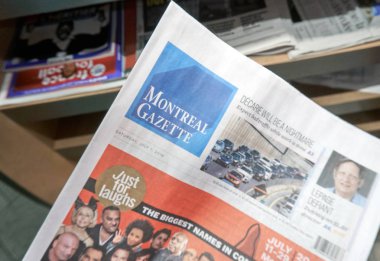 Montreal, Kanada - 14 Eylül 2018: Montreal Gazette gazetesi El. Montreal Gazette tek şey İngilizce günlük gazete Montreal'de yayınlandı