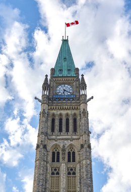 Ottawa, Kanada - 5 Mayıs 2018: Parlamento Hill binalar Ottawa. Parlamento Hill Crown kara şehir Ottawa, Ontario Ottawa Nehri'nin güney kıyısında alanıdır