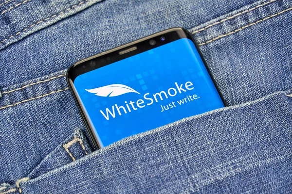 Montreal Kanada Října 2018 Whitesmoke Gramatiky Kontrolu Aplikace Android Zařízení — Stock fotografie