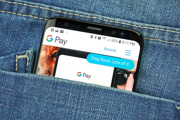 Montreal Canada Outubro 2018 Google Pay App Screen Pay Uma — Fotografia de Stock