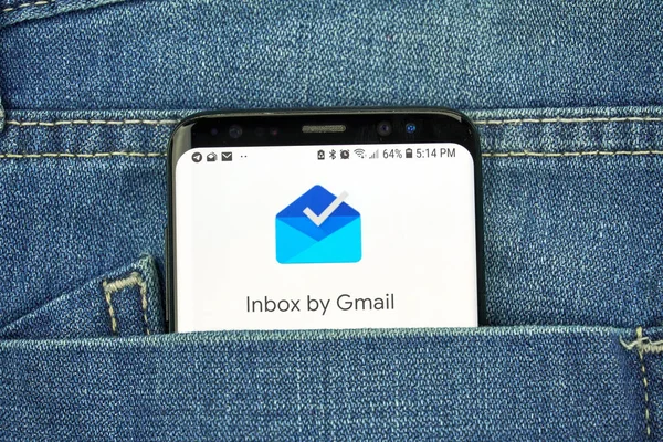 Монреаль Канада Октября 2018 Приложение Google Inbox Экране Входящие Почтовый — стоковое фото