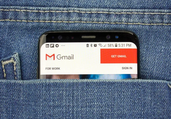 Montreal Canada Outubro 2018 Aplicativo Google Gmail Tela Gmail Serviço — Fotografia de Stock