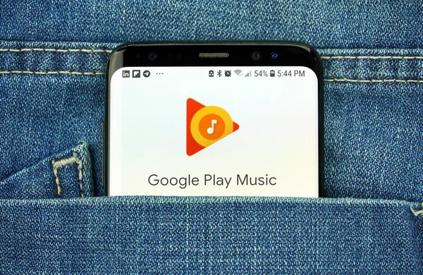 Μόντρεαλ Καναδάς Οκτωβρίου 2018 Μουσική Google Play Στην Οθόνη Μουσική — Φωτογραφία Αρχείου