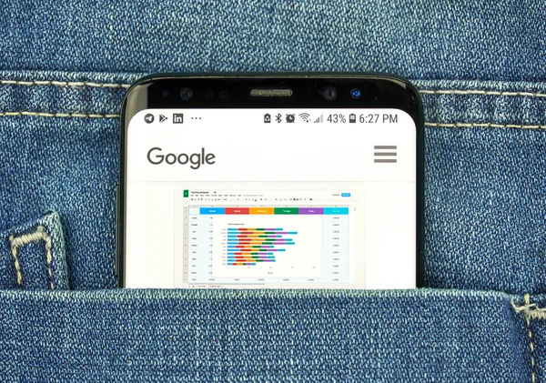 Montreal Kanada Oktober 2018 Google Kalkylark App Skärm Google Ett — Stockfoto