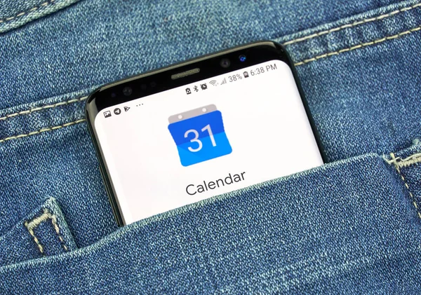 Montreal Kanada Oktober 2018 Google Kalender Appen Skärmen Blå Pocket — Stockfoto